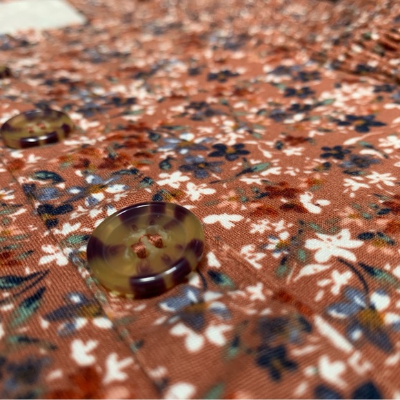 Self Esteem Brown Floral Crop Top Square Neck Side Smocking Juniors Size M - Picture 8 of 11